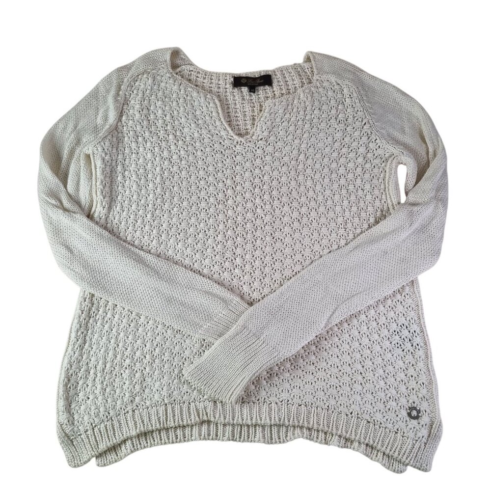 Loro Piana Cream Silk-Cotton Knit Sweater (Made in Italy) - Size 46